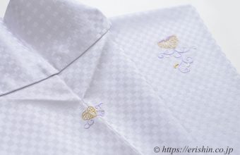 色無地に刺繍葵唐草紋のお仕立て上がり