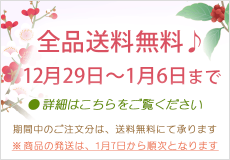 期間中全品送料無料♪（2020年12月29日～2021年1月6日まで）