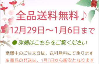 期間中全品送料無料♪（2020年12月29日～2021年1月6日まで）