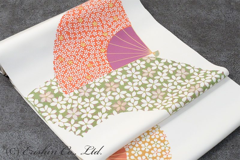 渋谷和子 染名古屋帯(扇面散らし/型絵染)