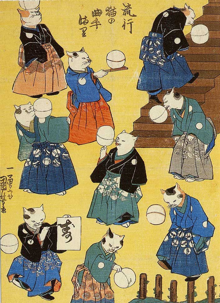 歌川国芳のお気に入りの猫の浮世絵を是非羽織の裏に、とのご要望をいただきました。
