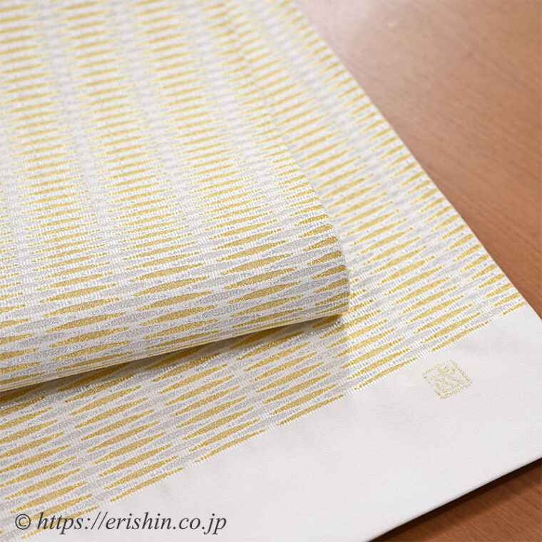 北村武資　袋帯（繧繝錦・魚々子縞/白金銀）