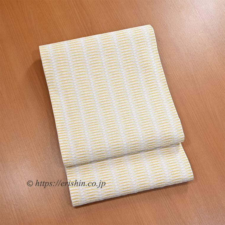 北村武資　袋帯（繧繝錦・魚々子縞/白金銀）