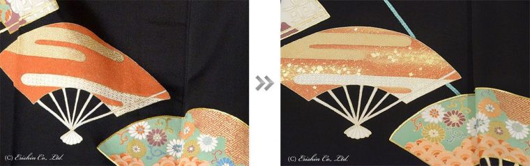 こちらも切り箔と砂子で。