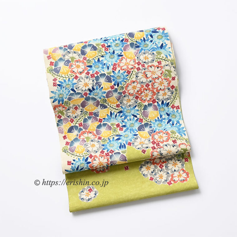 池深雪　染名古屋帯（花々/型絵染）