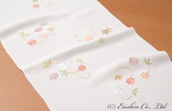 帯揚げ（天神唐草・刺繍/白地・縮緬）