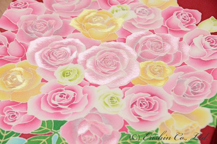 御誂え染名古屋帯（薔薇の花束の完成拡大）呉服えり新