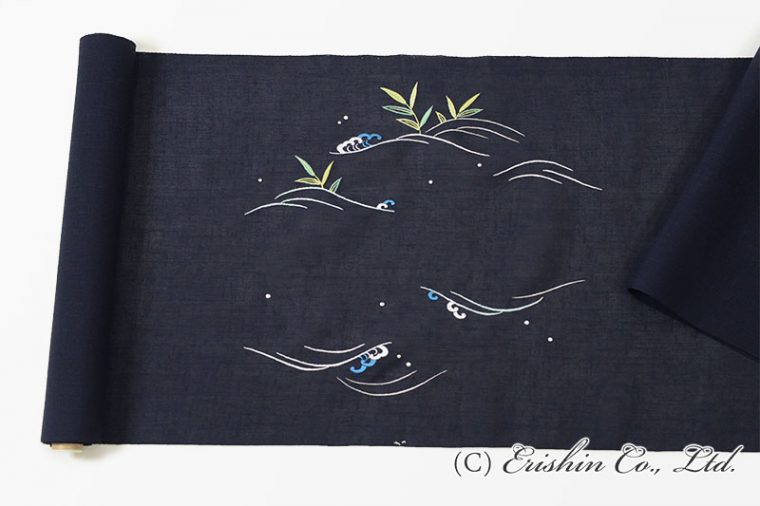 【夏・単衣】オリジナル刺繍名古屋帯（岸辺の白鷺）