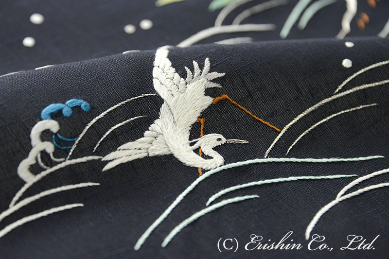 オリジナル刺繍名古屋帯（岸辺の白鷺/夏・単衣） 『着物・呉服えり新』