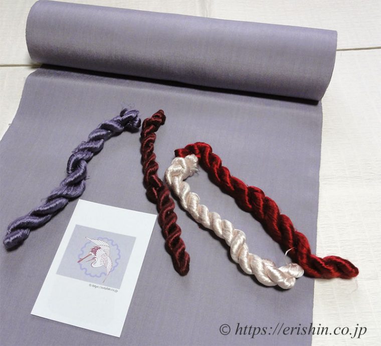 刺繍洒落紋（雪輪に鶴）