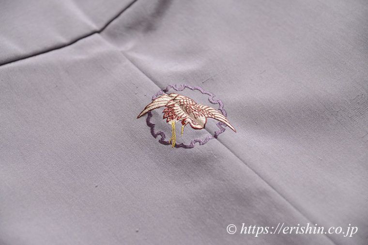 刺繍洒落紋（雪輪に鶴）