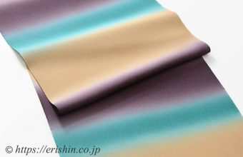 帯揚げカラフルボーダー/紫鳶×伽羅色×青碧