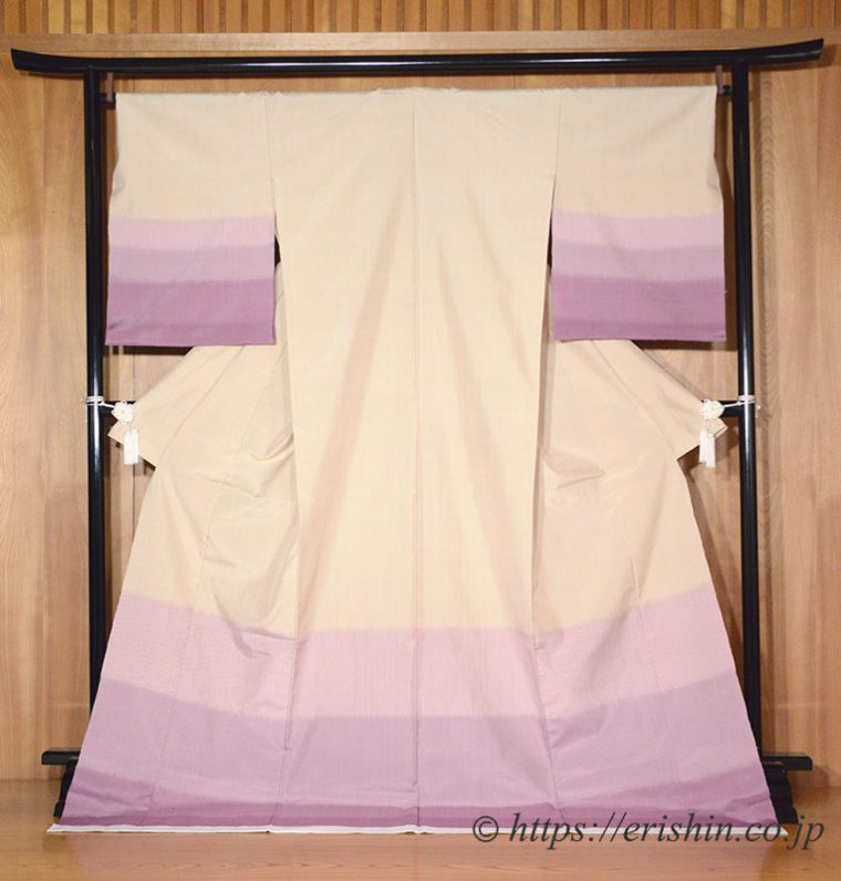 芝崎圭一・作　座繰紬・訪問着（段暈し/若紫色）