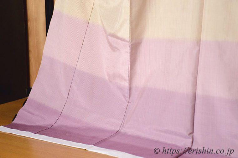 芝崎圭一・作　座繰紬・訪問着（段暈し/若紫色）
