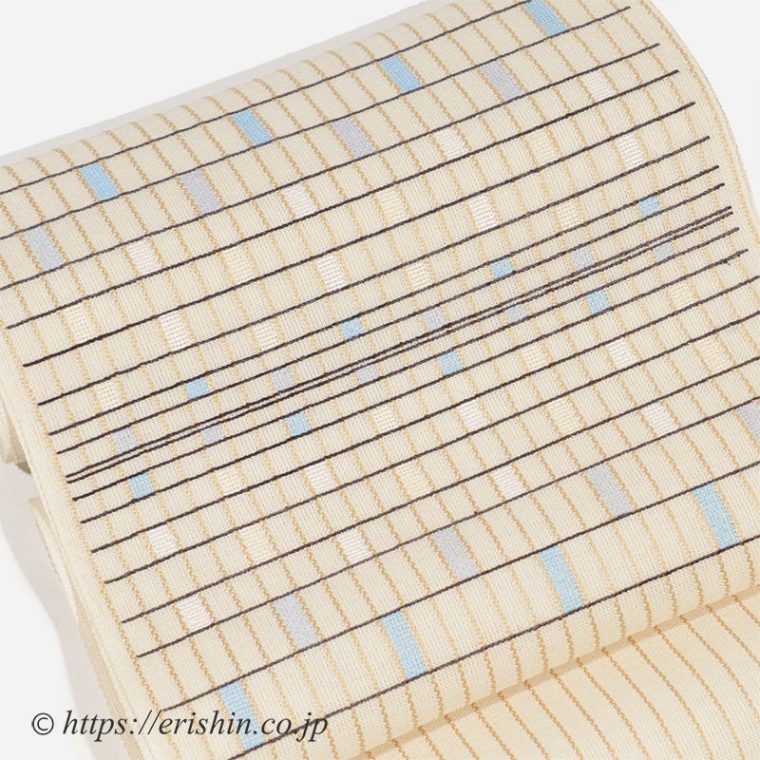 九寸織名古屋帯（彩り格子）