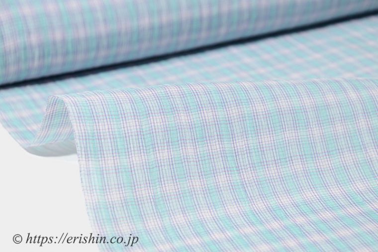 小千谷縮（チェック/空色）
