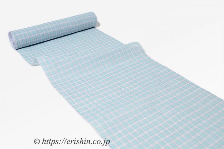 小千谷縮（チェック/空色）