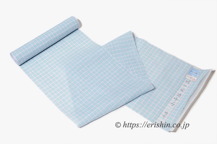 小千谷縮（チェック/空色）