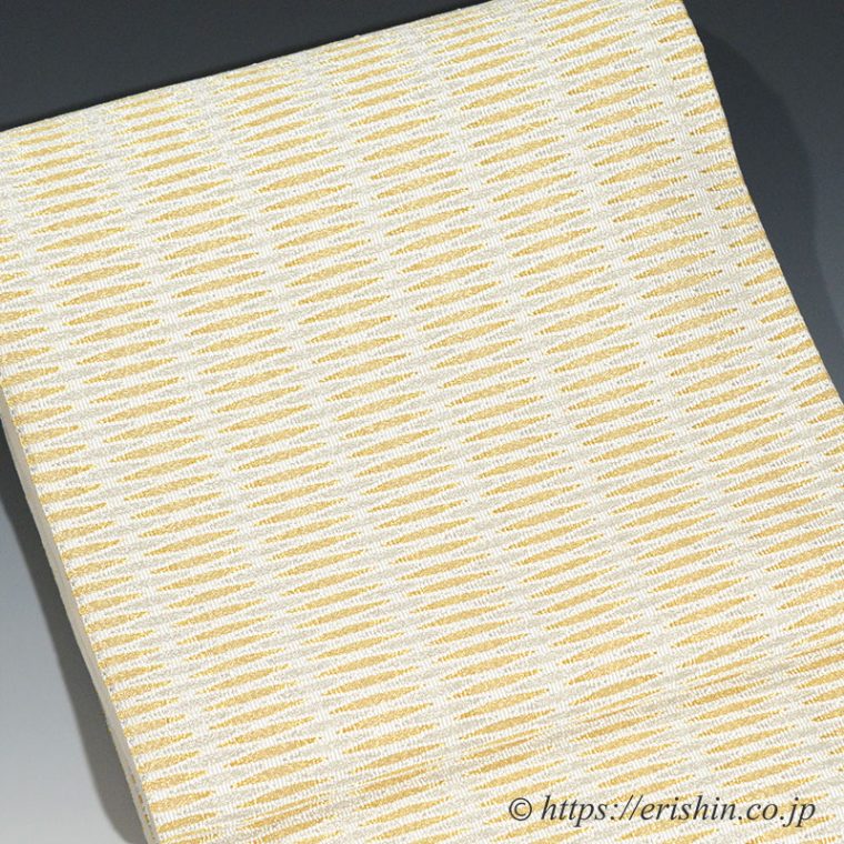 袋帯（繧繝錦・魚々子縞/白金銀）人間国宝 北村武資