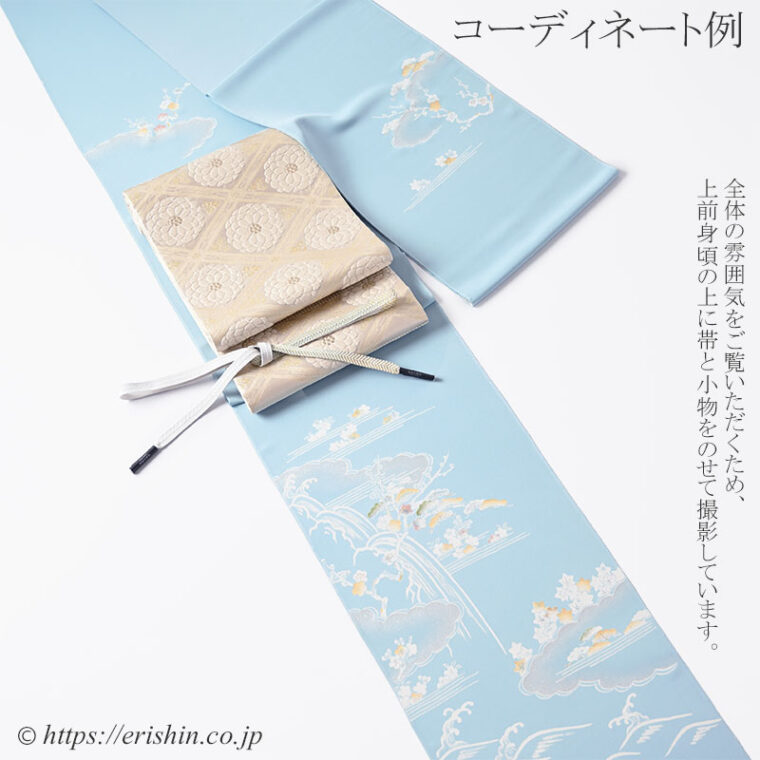 「袋帯（菊華菱文/古代摺銀色）」のコーディネート例