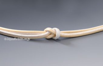 帯締め　丸源氏組(金線散らし/蒸栗色×白)