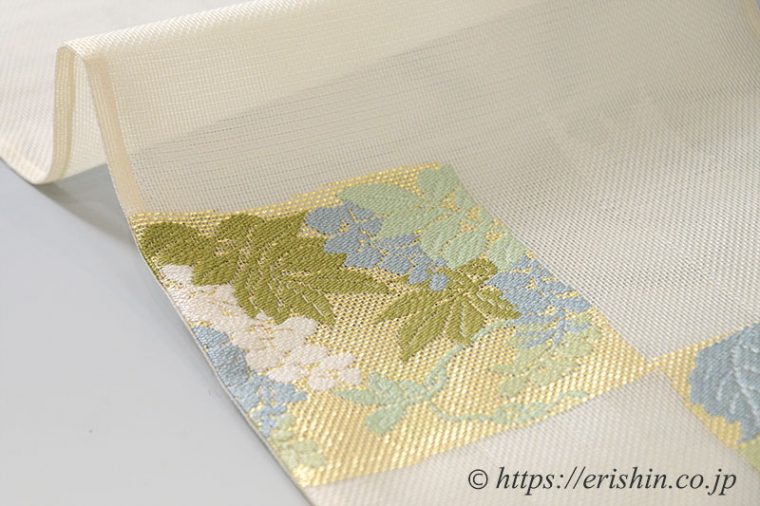 紗袋帯（竹林市松花文）