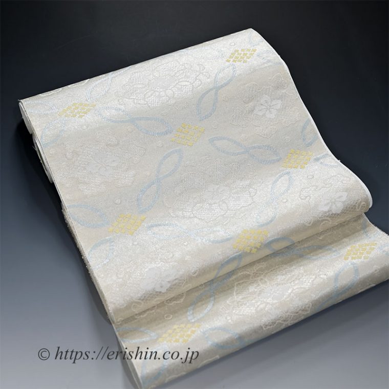 勝山健史　九寸織名古屋帯（七宝華文）