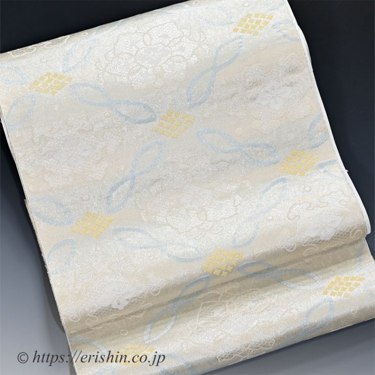 勝山健史　九寸織名古屋帯（七宝華文）