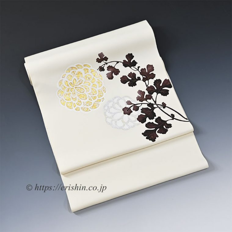 染名古屋帯（透かし菊花文）