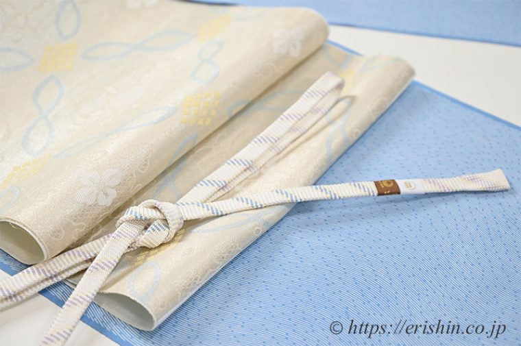 竺仙江戸小紋（木賊よろけ）に塩繭九寸織名古屋帯（勝山健史）と帯締め（内記組）のコーディネート