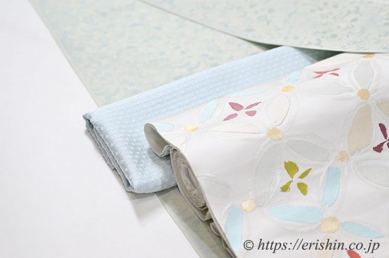 ウォッシャブル正絹御召に九寸織名古屋帯と帯揚げのコーディネート