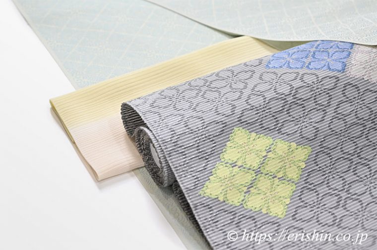 洗える絹の御召に九寸織名古屋帯（夏・単衣向）のコーディネート