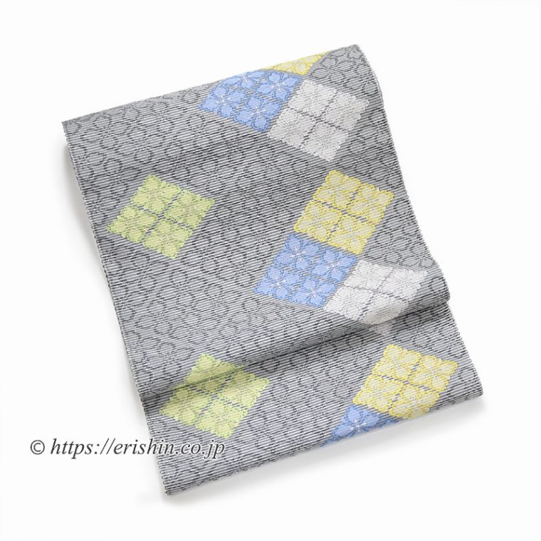 九寸織名古屋帯（花菱文/夏・単衣向）