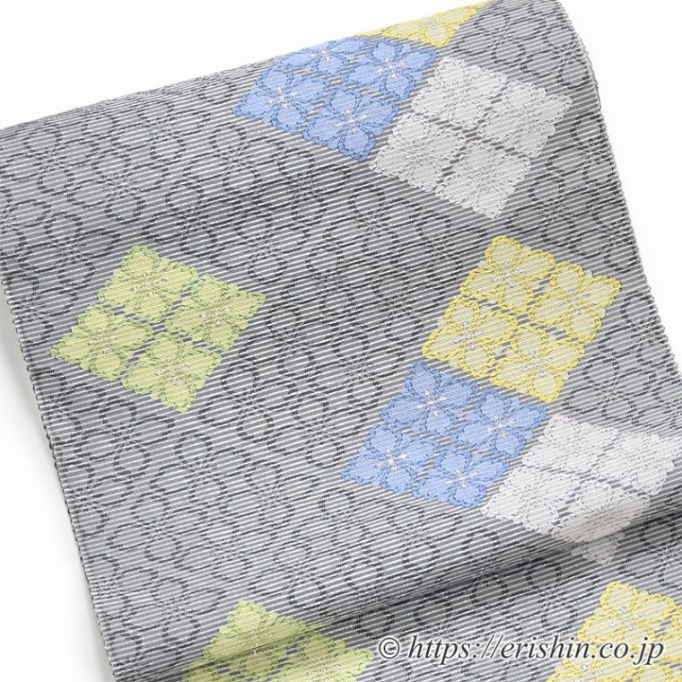 九寸織名古屋帯（花菱文/夏・単衣向）