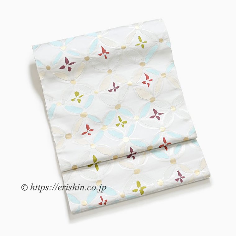 九寸織名古屋帯（変わり七宝文）