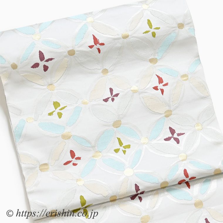 九寸織名古屋帯（変わり七宝文）