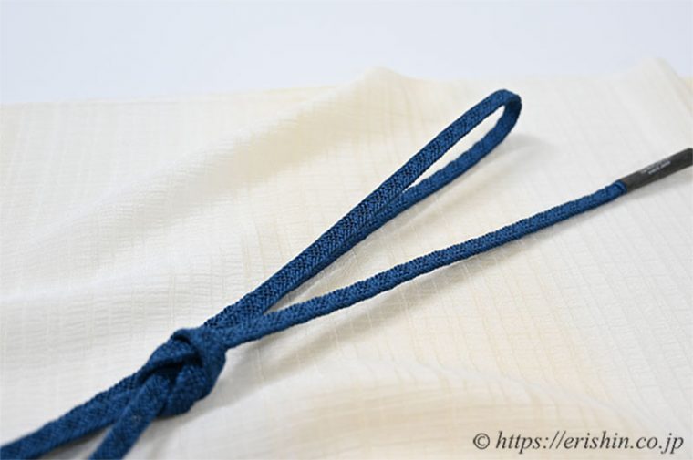 帯締め 平唐組レース（紺鼠色）［夏・単衣向］・ 帯揚げ（段暈かし/淡黄蘗・乱絽楊柳）［夏・単衣向］