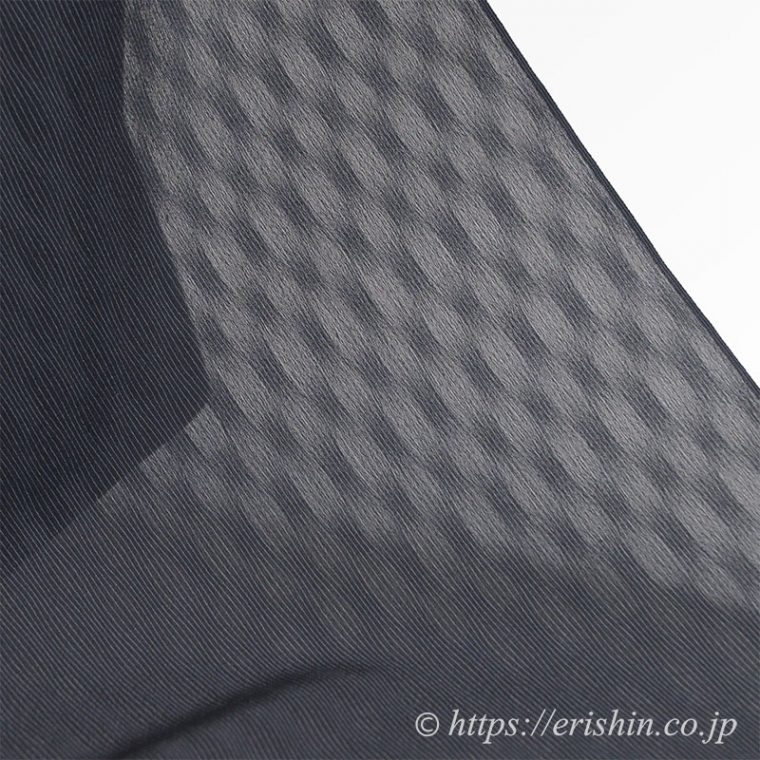 明石縮（よろけ小格子無地/墨黒）広巾