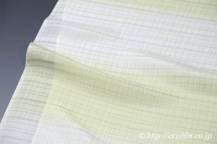 帯揚げ（段暈かし/若菜色・乱絽楊柳）[夏・単衣向]