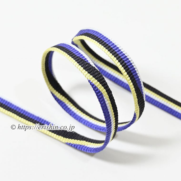 帯締め 綾竹経巻四色切替（桔梗色×檳榔子染×女郎花色×雲居鼠）