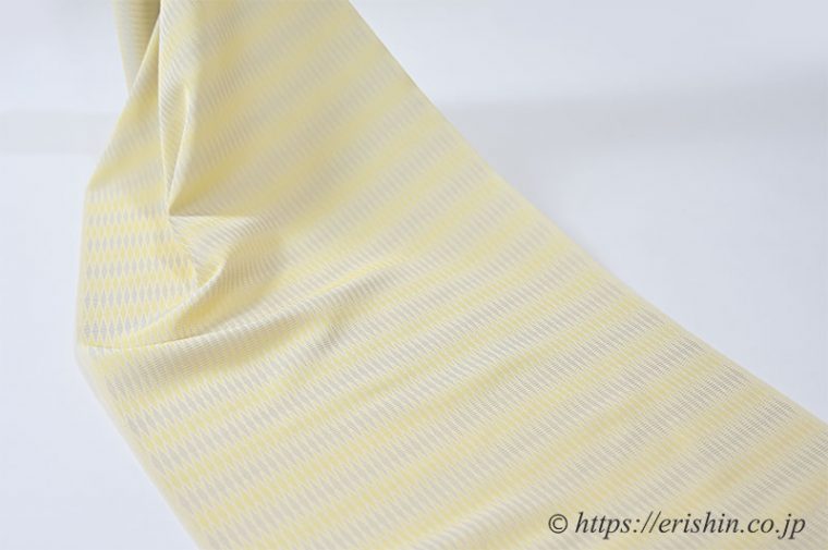 丹後織御召「二色縞立涌（淡黄）」