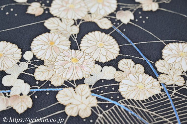 染名古屋帯（菊に網代垣波）