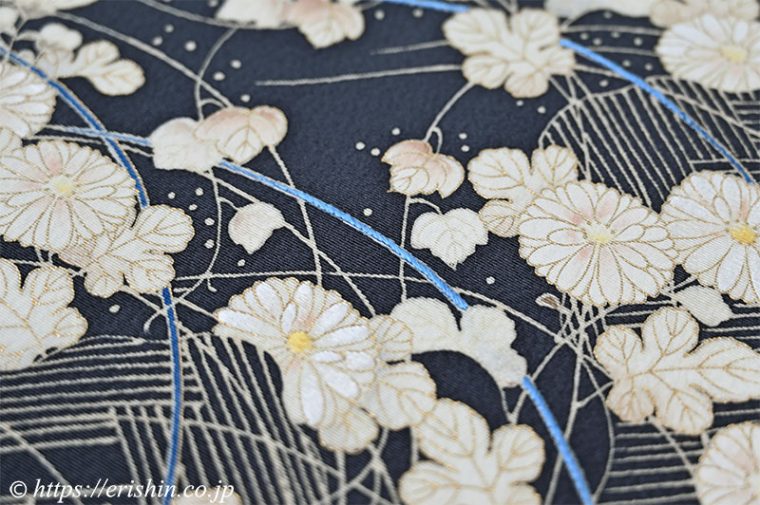 染名古屋帯（菊に網代垣波）