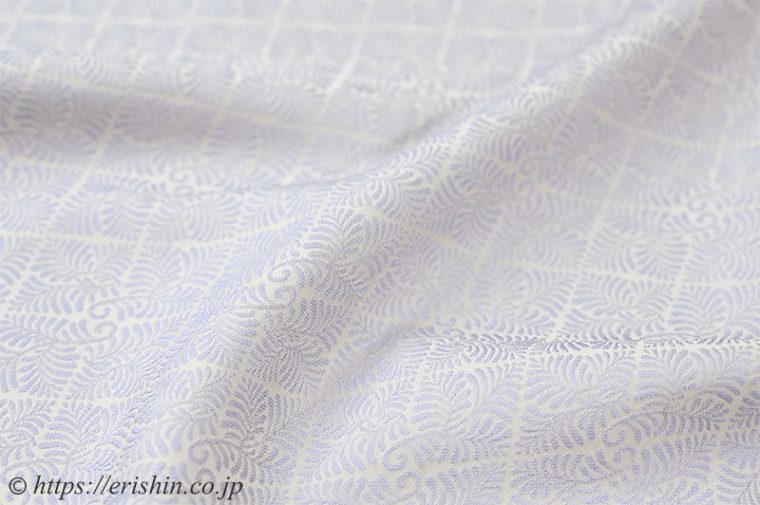 洗える絹の着物　丹後織御召（羊歯菱文/淡白藤色）