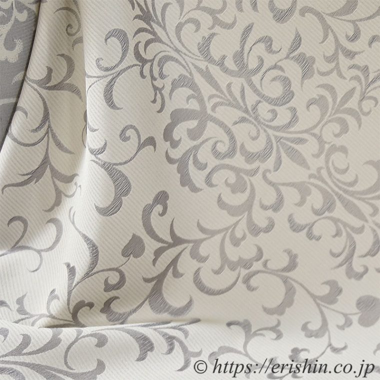 丹後織御召「猪目更紗（茶気鼠）/三重織」