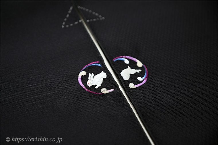 手刺繍お洒落紋のお誂え　波の丸に跳ね兎（兵庫県Ｅ様）