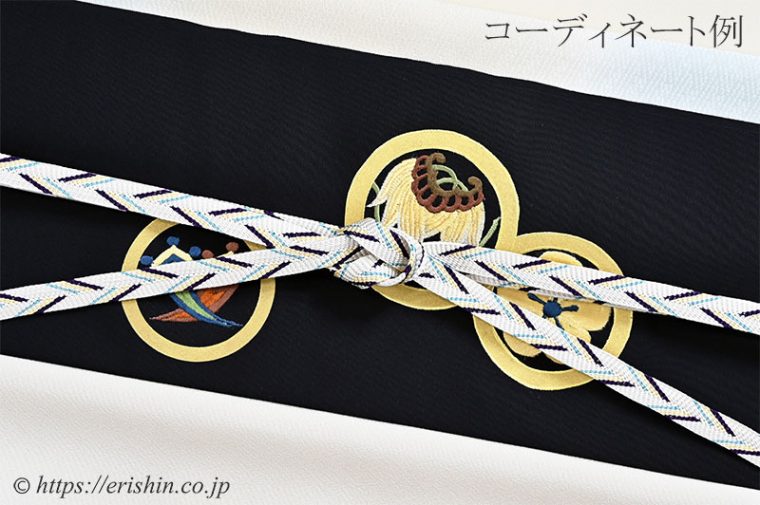 付下（吹き寄せ折枝/クリーム地）に刺繍染名古屋帯（狂言の丸）