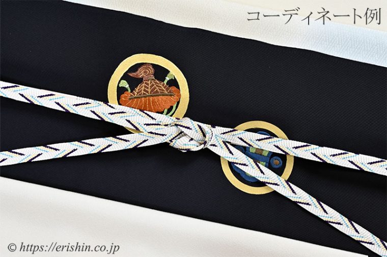 付下（吹き寄せ折枝/クリーム地）に刺繍染名古屋帯（狂言の丸）