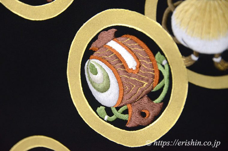 刺繍染名古屋帯（狂言の丸）