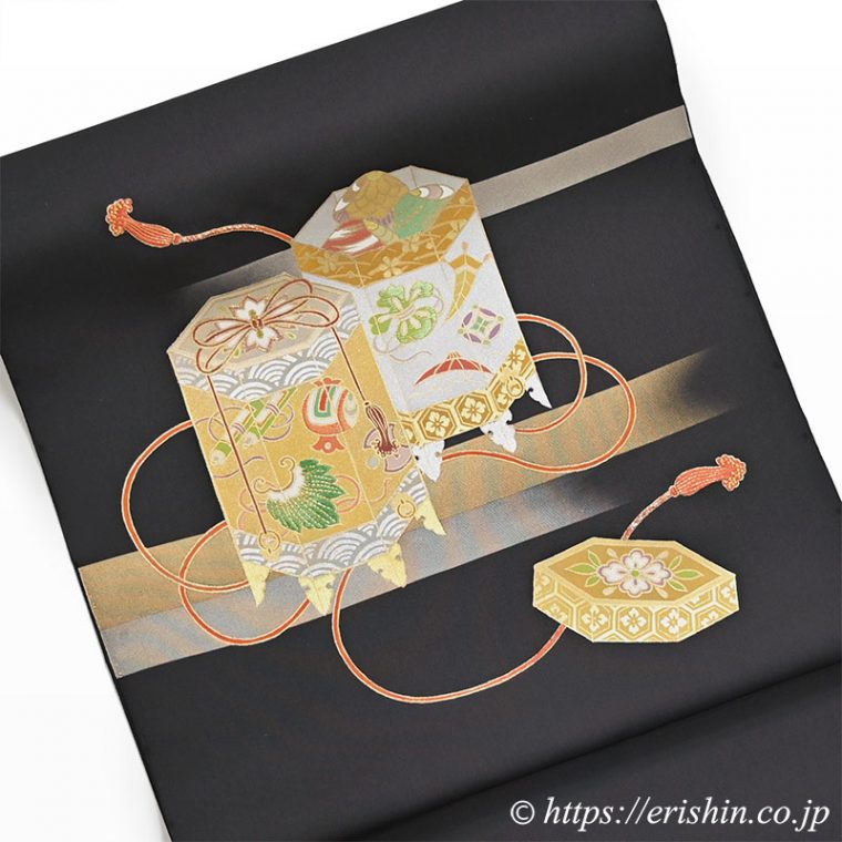 オリジナル染名古屋帯（金彩段霞に貝桶）